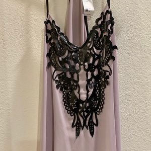 Hottie black & tan blousy tank, extra long